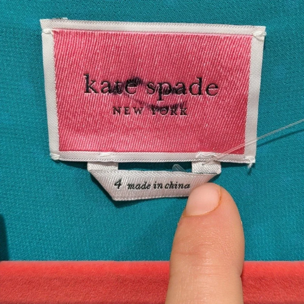Kate Spade Polka Dot Ruffle Wrap Midi Dress 4 Poolside Green Pink Belted